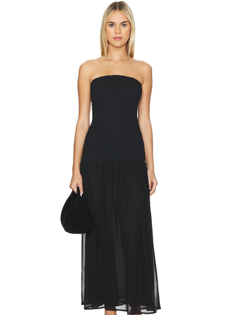 More to Come Kian Strapless Black Maxi Dress